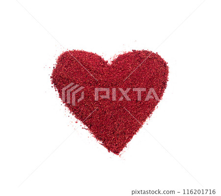 Sumac Powder Isolated, Red Sumach Ground Seasoning, Dry Sumak, Crushed Typhina Seeds 116201716