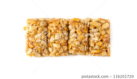 Sunflower Seeds Bar Isolated, Energy Snack with Honey, Sun Flower Seed Muesli Dessert, Protein Candy Bar 116201720