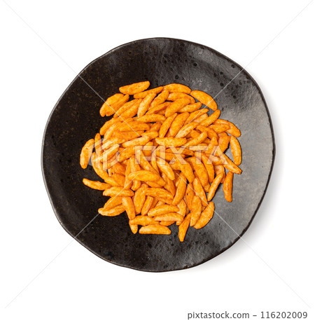 Senbei isolated, kaki no tane rice cracker, japanese crispy snack, sembei, okaki, Asian baked sweets 116202009