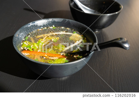Fish Broth with Greens, Sesame Seeds and Herbs Fish Broth with Greens, Sesame Seeds and Herbs 116202016