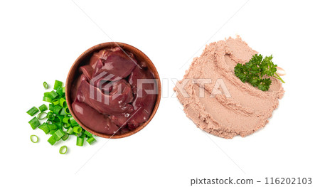 Meat Paste Isolated, Tuna Pate Smear, Chopped Liver Mousse, Fish Paste on White 116202103
