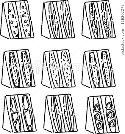 簡單的三明治線畫插圖集-僅線條 簡單的三明治線畫插圖集-僅線條 116202272