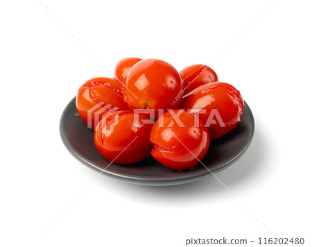 Pickled Cherry Tomatoes Isolated, Canned Small Tomato, Healthy Fermented Vegetables, Salted Marinated Food Pickled Cherry Tomatoes Isolated, Canned Small Tomato, Healthy Fermented Vegetables, Salted Marinated Food 116202480