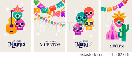 Day of the Dead, Dia de los Muertos, Mexican holiday. Vector poster, banner and card in modern 116202816