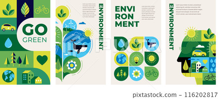 Environmental vertical concept design. Happy Earth Day, geometric modern trendy illustrations of Environmental vertical concept design. Happy Earth Day, geometric modern trendy illustrations of 116202817