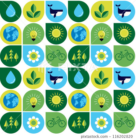 Environmental seamless pattern design. Happy Earth Day, geometric modern trendy illustrations of 116202820