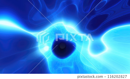 Abstract blue bright glowing background with iridescent waves of energy and plasma rays with light 116202827
