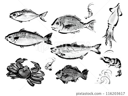 各種手繪魚合輯-日式畫筆魚套裝 116203617