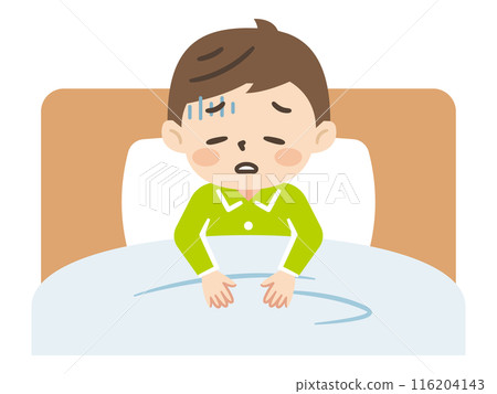 一個臥床不起的男孩的插圖 116204143