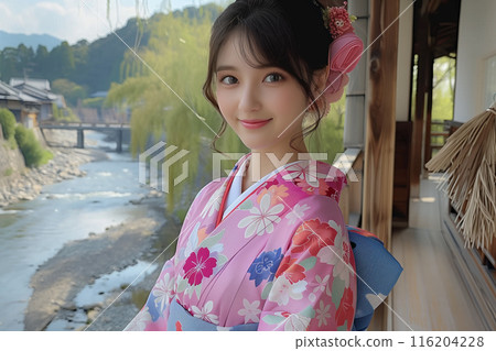 A beautiful woman in a yukata 116204228