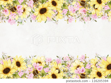 Summer flower frame with sunflowers and diamond snow Summer flower frame with sunflowers and diamond snow 116205394