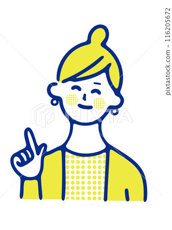 A simple illustration of a smiling woman giving directions A simple illustration of a smiling woman giving directions 116205672