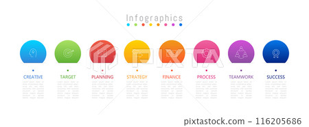 Infographic 8 options design elements for your business data. Vector Illustration. 116205686