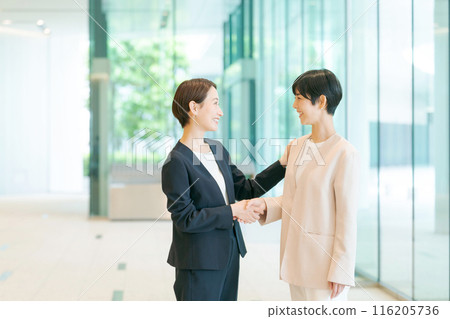 微笑的女商人握手 微笑的女商人握手 116205736