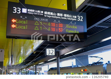 JR Kyoto Station, platform 32 and 33, electronic display board JR Kyoto Station, platform 32 and 33, electronic display board 116205740