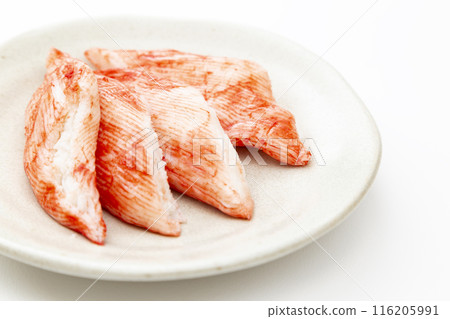 Crab sticks on white background Crab sticks on white background 116205991