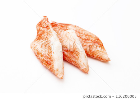 Crab sticks on white background 116206003