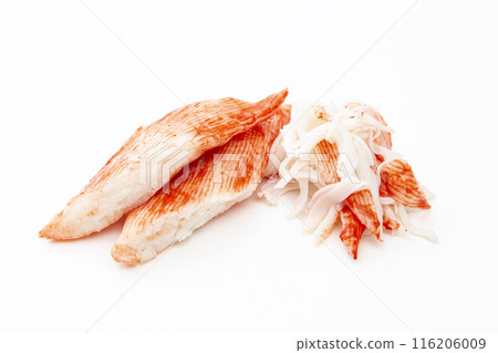 Crab sticks on white background 116206009