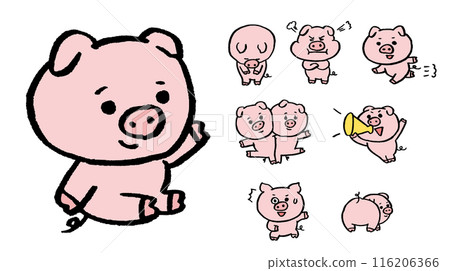 Cute round pig character material Cute round pig character material 116206366