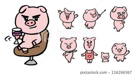 Cute round pig character material Cute round pig character material 116206367