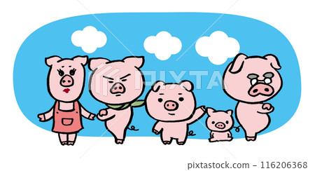 圓圓可愛的小豬人物素材 116206368