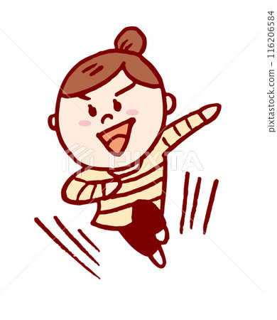 可愛的包子女孩的各種姿勢和手勢 116206584