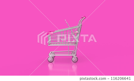 The shopping cart on pink Background 3d rendering. The shopping cart on pink Background 3d rendering. 116206641