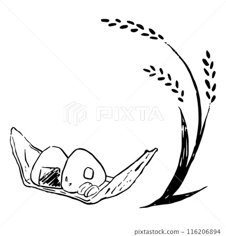 一套米飯和飯糰，手繪插圖 116206894