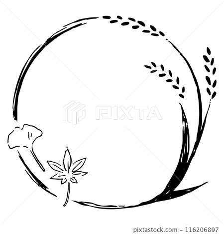 水稻,秋葉,銀杏,手寫圓形框架 水稻,秋葉,銀杏,手寫圓形框架 116206897