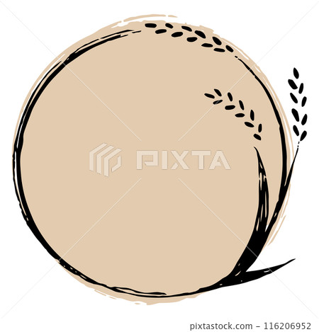 Hand-drawn rice, rice, circular frame 116206952