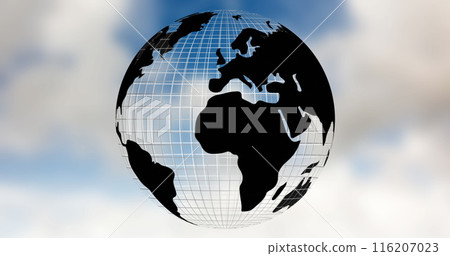 Image of globe spinning over clouds Image of globe spinning over clouds 116207023