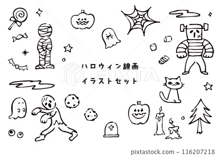 萬聖節線條描插圖集 萬聖節線條描插圖集 116207218