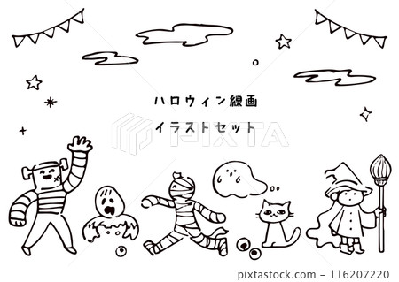 萬聖節線條描插圖集 116207220