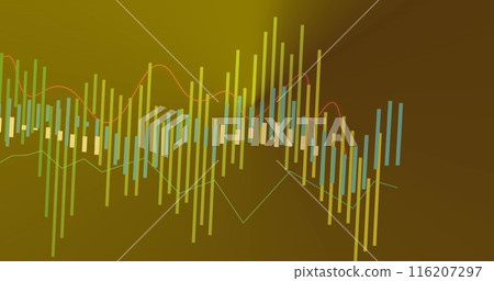 Image of multicolored multiple graphs against abstract background 116207297
