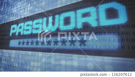 Image of password text and binary coding data processing over blue background Image of password text and binary coding data processing over blue background 116207612