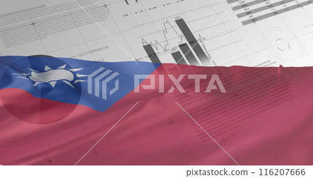 Image of financial data processing over flag of taiwan 116207666