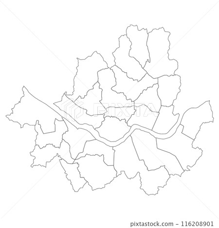 Seoul outline map. Seoul City gu or districts map, administrative map of the South Korean Seoul City 116208901