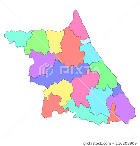 color map of gangwon, administrative map of the South Korean province of Gangwon-do 116208909