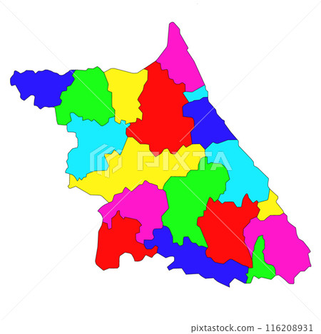 color map of gangwon, administrative map of the South Korean province of Gangwon-do 116208931
