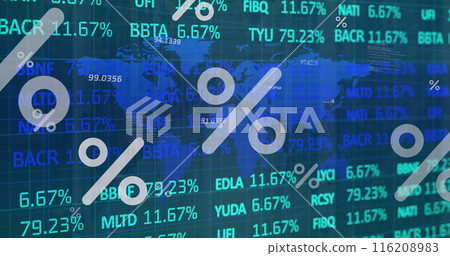 Image of world map and data processing 116208983