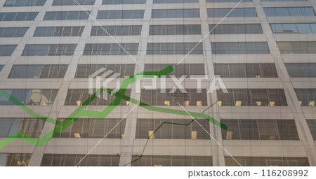 Image of green lines and financial data processing over city Image of green lines and financial data processing over city 116208992