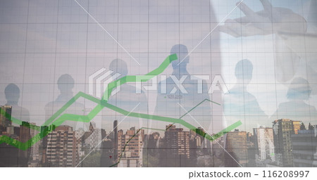 Image of green lines and financial data processing over city Image of green lines and financial data processing over city 116208997
