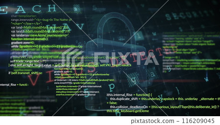 Image of padlock and online security data processing 116209045