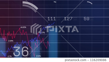 Image of loading circles, graphs and changing numbers over black background Image of loading circles, graphs and changing numbers over black background 116209086
