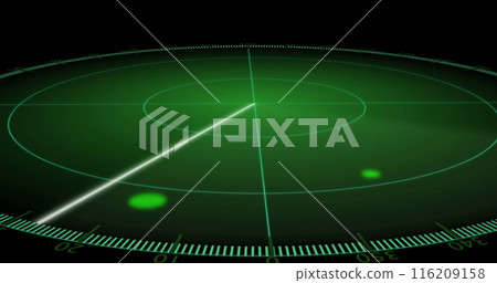 Image of line moving in circles over green background 116209158