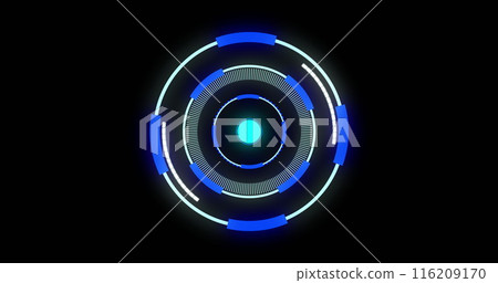 Image of lines moving in loading circles against black background 116209170