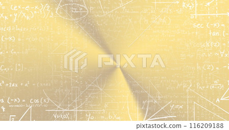 Image of mathematical equation and diagrams over abstract background 116209188