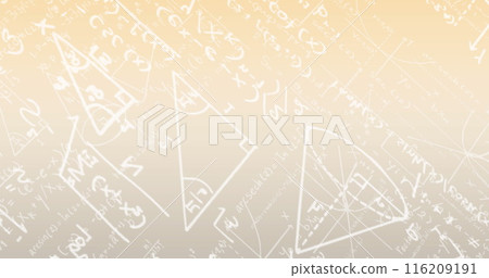 Image of white colored mathematical equation and diagrams over gradient background Image of white colored mathematical equation and diagrams over gradient background 116209191