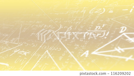 Image of white colored mathematical equation and diagrams over gradient background Image of white colored mathematical equation and diagrams over gradient background 116209202