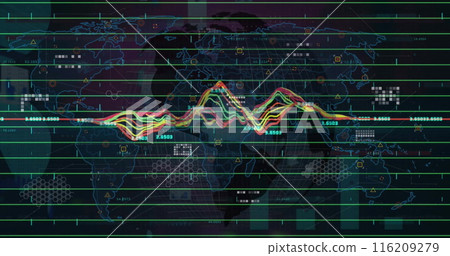 Image of financial data processing over world map 116209279